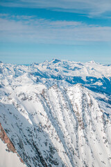 swiss landscape from helicopter