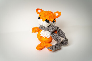 Amigurumi Orange Fox with Scarf out of Wool Bavaria