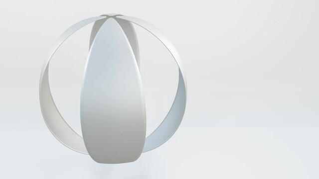 Abstract technology symbol rotating and morphing animation. 4k seamless looped interesting grey shape on white motion background.