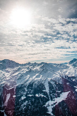 swiss landscape from helicopter