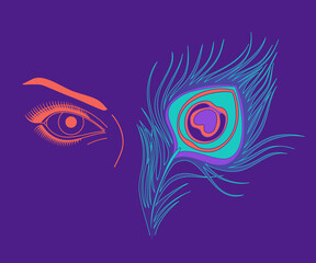 Eye and peacock feather