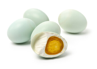 Salted duck eggs on white background 