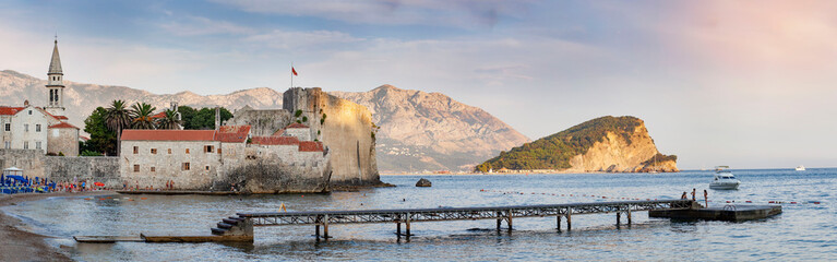 City-scape of Budva. Budva - one of the best preserved medieval cities in Mediterranean and most visited by tourists. © belyaaa