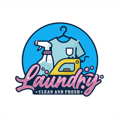 Laundry clean and fresh design logo