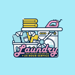 Fototapeta na wymiar Laundry design illustration premium logo