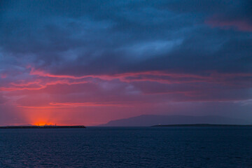 Summer solstice over the sea in Reykjavik, Iceland