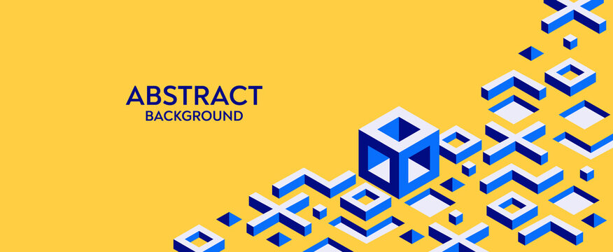 Abstract 3d, isometric background design with geometric shapes. 