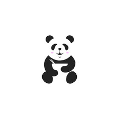 Panda logo symbol design. Asian food icon logotype. Wok negative space creative symbol