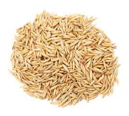 Yellow barley grain handful.