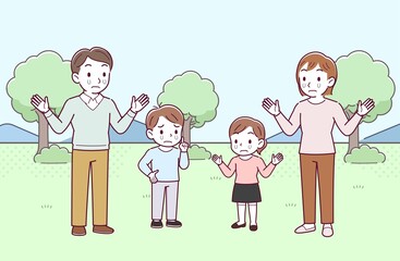 家族で公園でピクニック