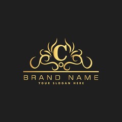Golden luxury logo design,
