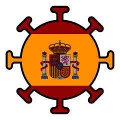 Spain flag in the shape of Coronavirus