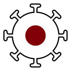 Japan flag in the shape of Coronavirus