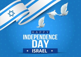 happy independence day israel. flying  dove with israel flag. vector illustration