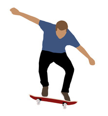 Skateboarder. Boy on skateboard make tircks. 