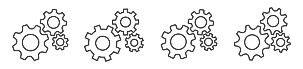 setting gear icon, Cogwheel group in line style isolated on white background, vector illustration
