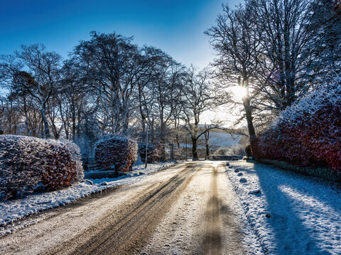 Winter Road, Bonnington, Peeblesshire, Scotland