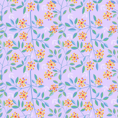 Floral seamless pattern with purple monochrome background for fabric, textile, and wallpaper.