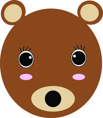 Cute adorable baby bear face animal cartoon character vector