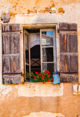 Shuttered Window In Saint Jean De Cole Medieval Village