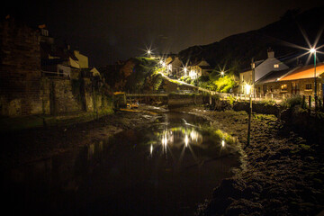 Nightime At Staithes Crowbar Lane In North Yorkshire