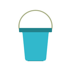 Bucket water vector illustration clean container equipment. Isolated handle bucket icon empty can object. Water bucketful plastic symbol housework sign gardening. Blue pot basket garden icon simple