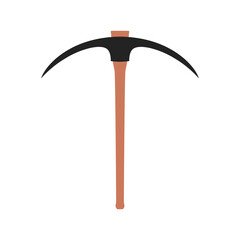 Pickaxe vector industry tool illustration icon isolated white. Miner equipment pickaxe sign construction. Work mining rock pick axe symbol icon. Manual digging pecking object tool industry equipment