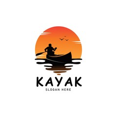 adventure kayak logo outdoor vector illustration design