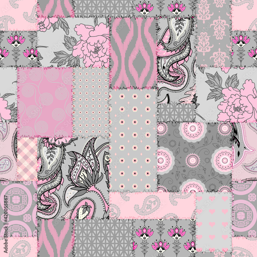 Poster seamless background pattern. textile patchwork pattern. vector image