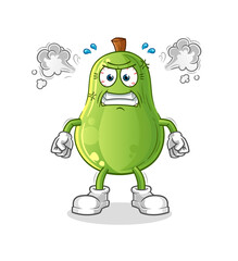 avocado very angry mascot. cartoon vector