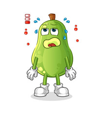 avocado low battery mascot. cartoon vector