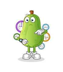 avocado with wristwatch cartoon. cartoon mascot vector
