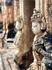 Mystical animal sculpture in stupa