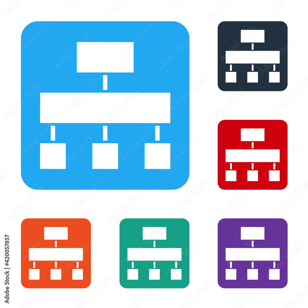 Poster white site map icon isolated on white background. set icons in color square buttons. vector