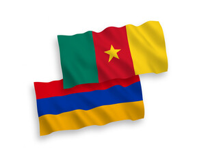 Flags of Cameroon and Armenia on a white background