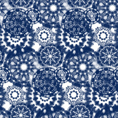 Seamless pattern Shibori in Indigo color. Digital Quilting Arts. Tie-dye. Tied and dyed - is a manual resist dyeing technique, of Japanese artisan design which produces patterns on fabric