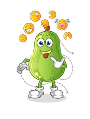 avocado laugh and mock character. cartoon mascot vector