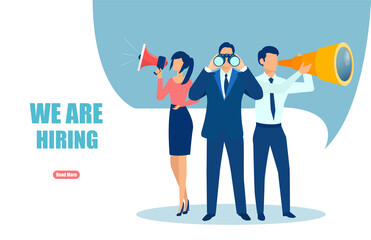 Vector of office workers looking for a new employee.