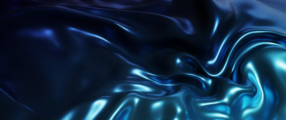 3d render of green and blue cloth. iridescent holographic foil. abstract art fashion background.