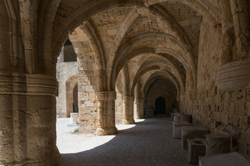 Fototapeta na wymiar Beautiful arched vault ar Rhodes city Museum, Dodecanese, Greece