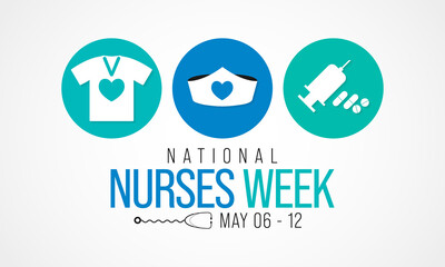 National Nurses week is observed in United states from May 6 to 12 of each year, to mark the contributions that nurses make to society. Vector illustration.