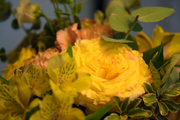 a beautiful bunch of flowers with roses and orchids