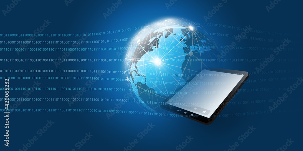 Poster abstract blue modern style cloud computing, networks, telecommunications concept design with lines o