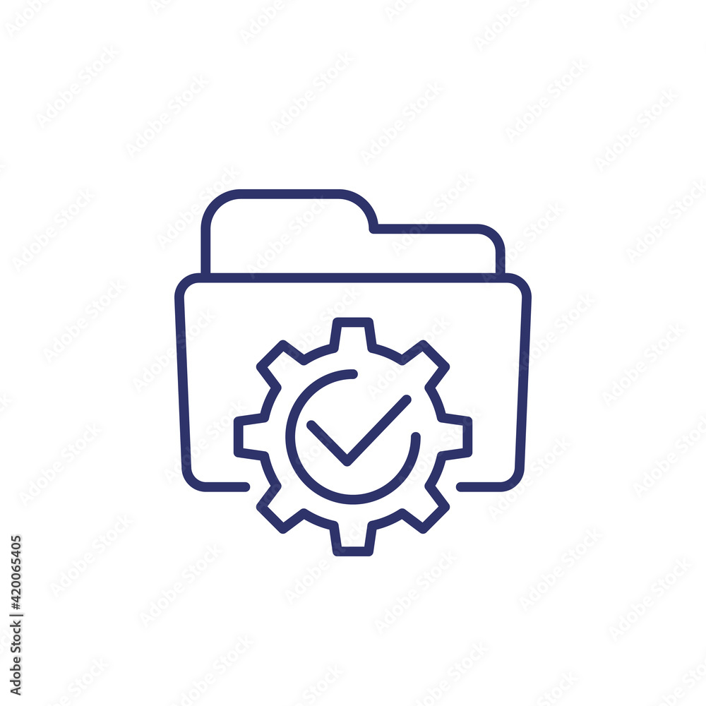 Poster project management line icon with folder