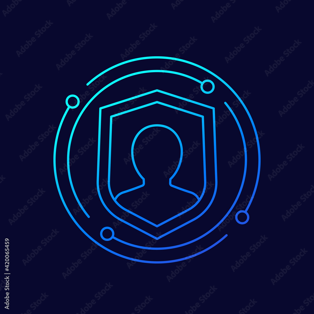 Poster user privacy and security line vector icon
