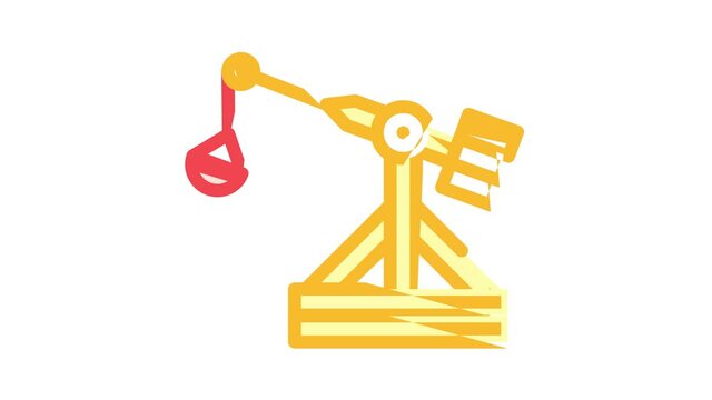 medieval catapult color icon animation