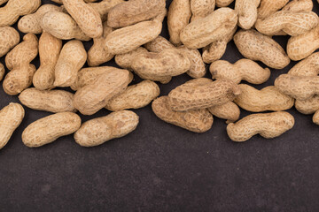 Dried peanuts with shells. Close up image.