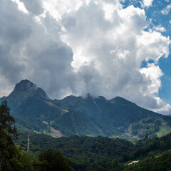 Fototapeta premium Beautiful mountain landscape. High-mountain massif,