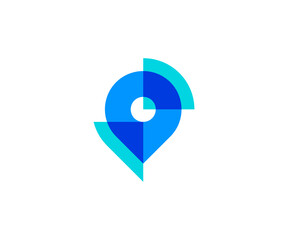 Minimalist creative point overlap logo icon design modern style illustration. simple gps vector symbol