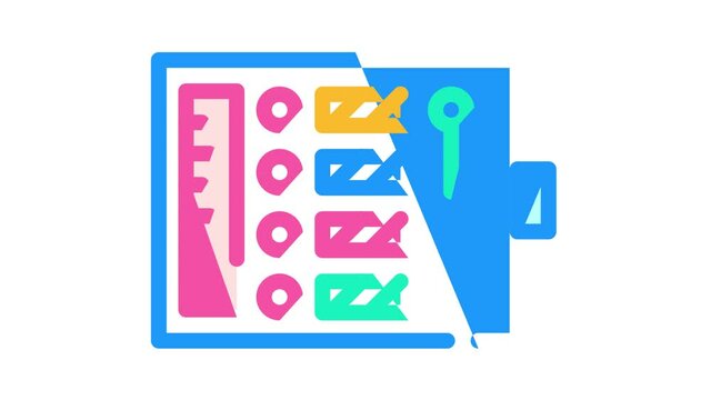 sewing kit color icon animation